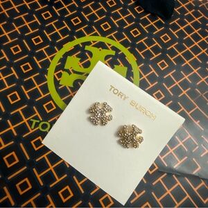 Tory Burch Gold TB Logo Stud Earrings